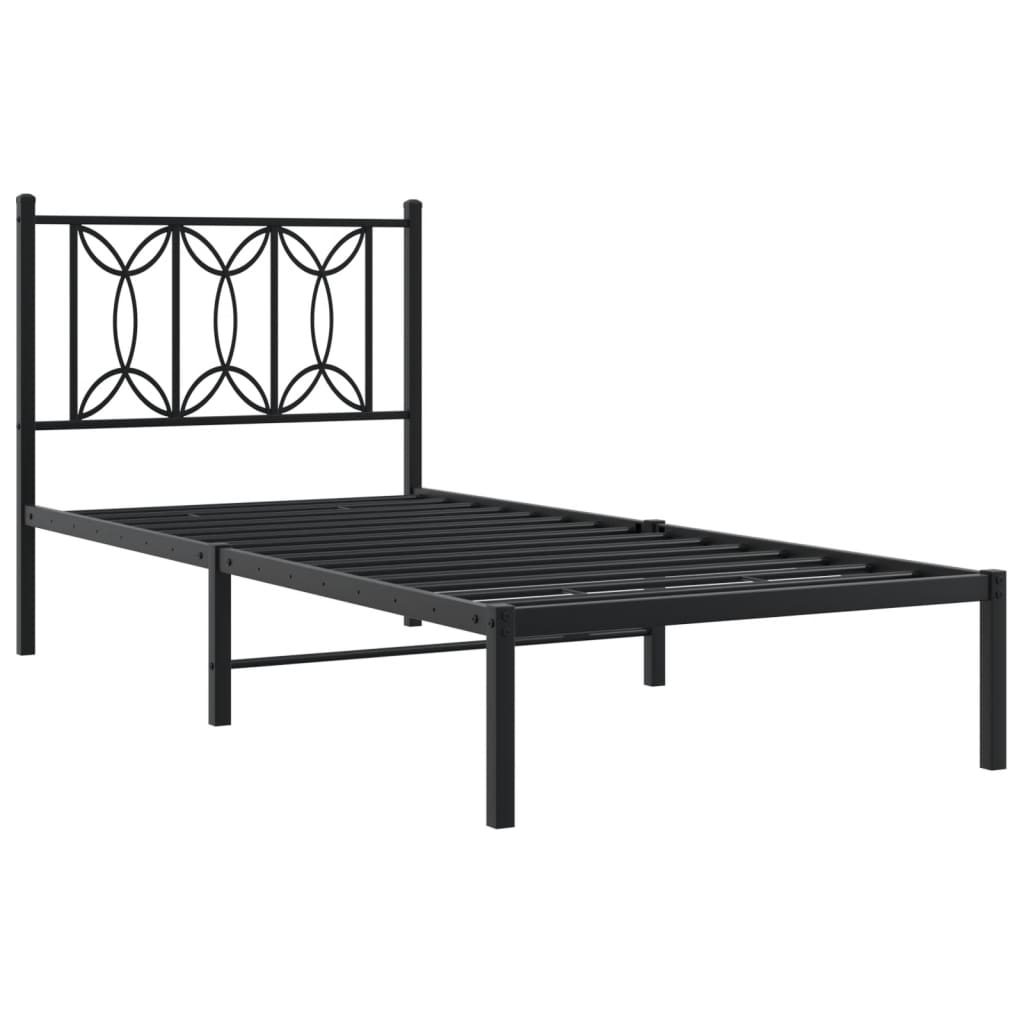 sengeramme med sengegavl 90x200 cm metal sort