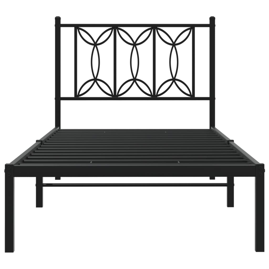 sengeramme med sengegavl 90x200 cm metal sort