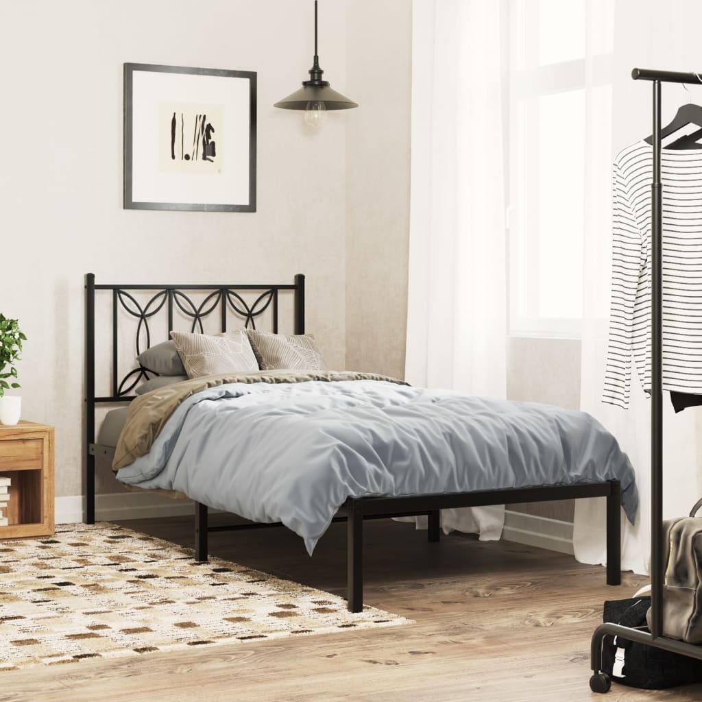 sengeramme med sengegavl 90x200 cm metal sort