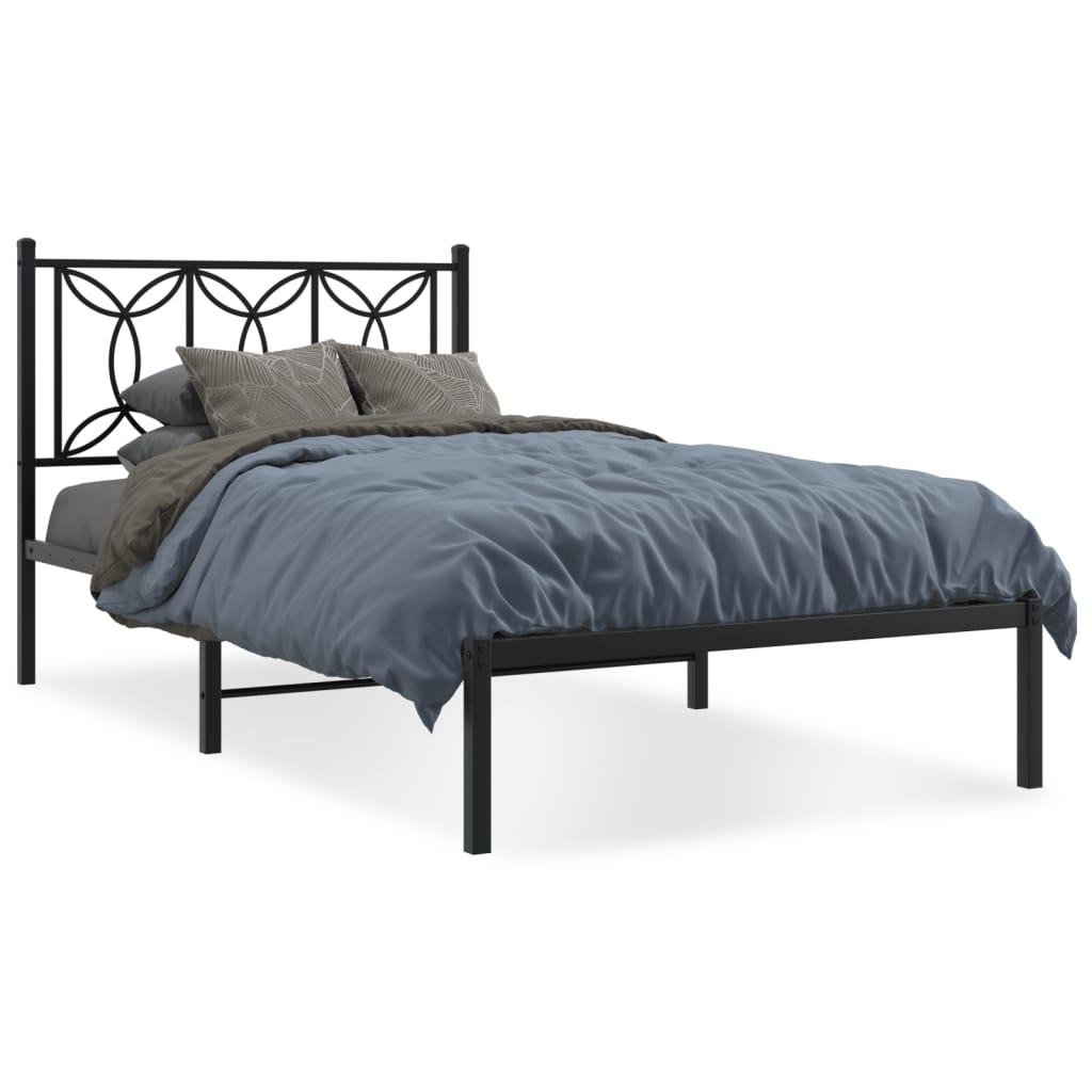 sengeramme med sengegavl 100x200 cm metal sort