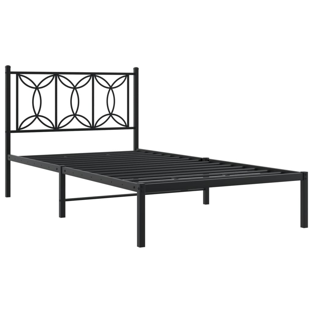 sengeramme med sengegavl 100x200 cm metal sort
