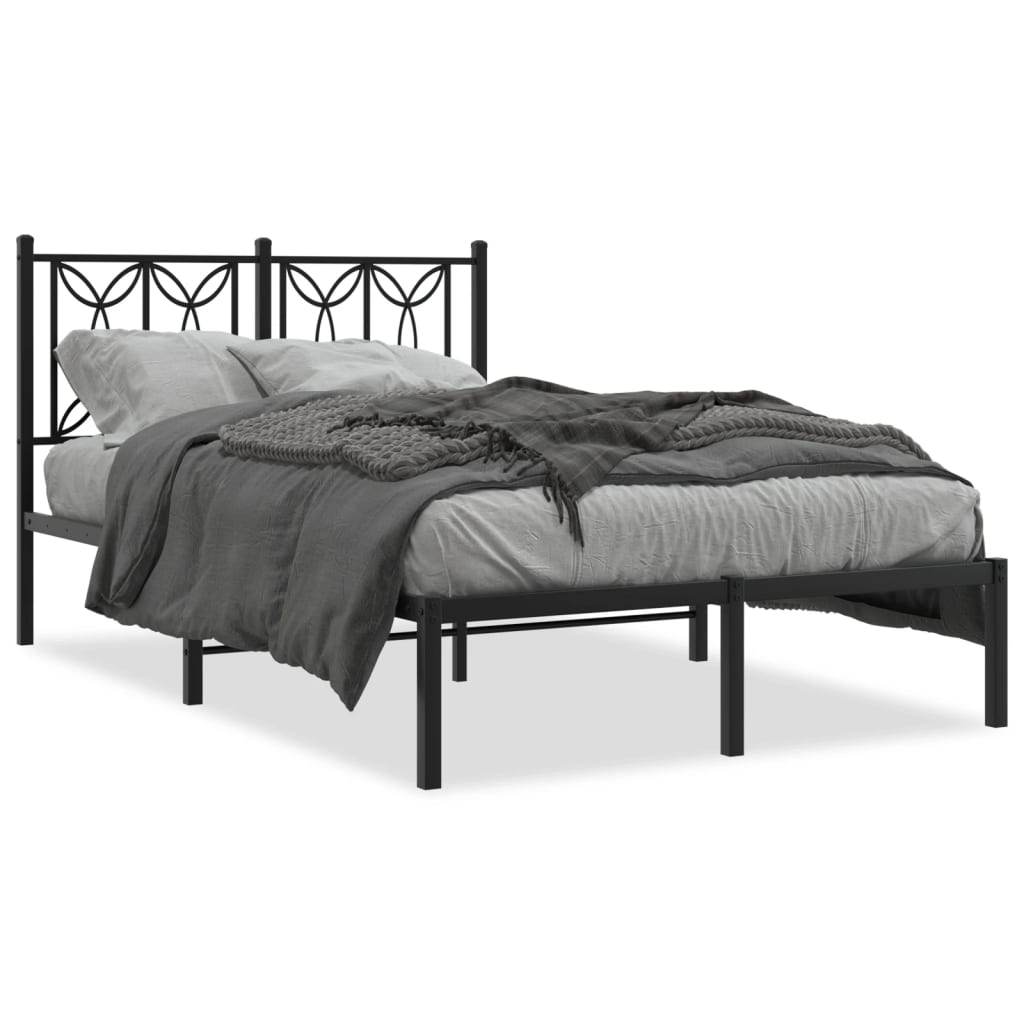 sengeramme med sengegavl 120x190 cm metal sort