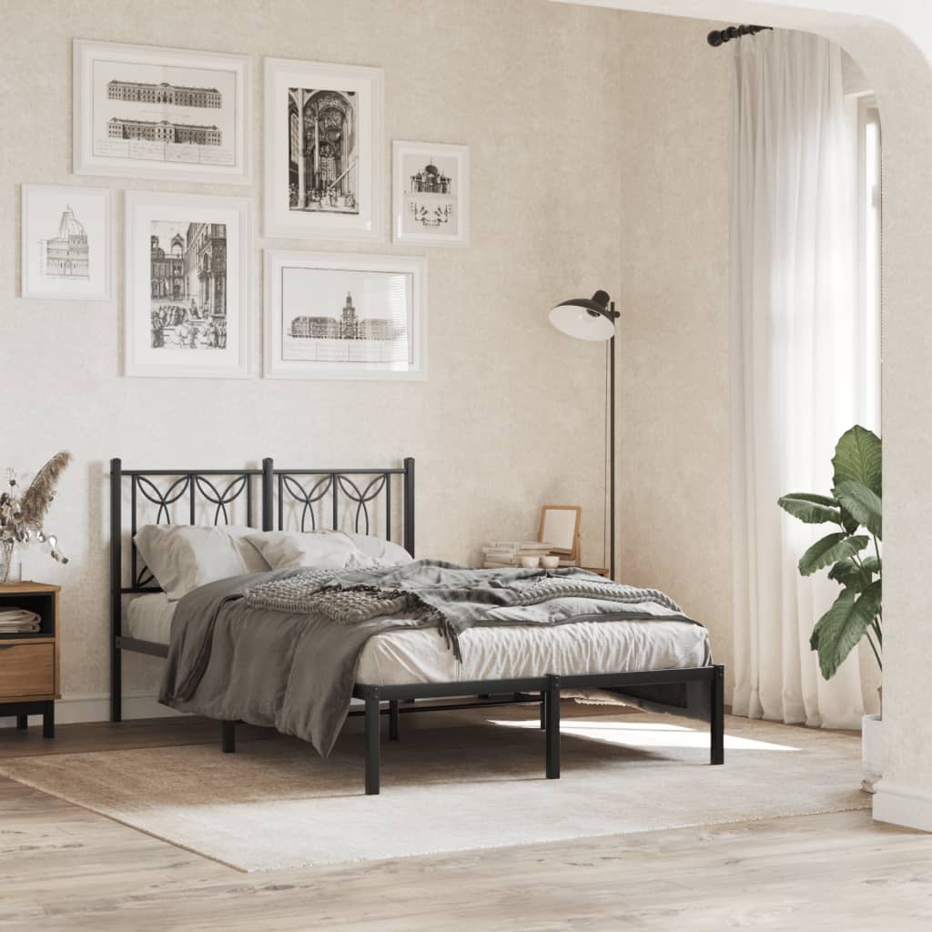 sengeramme med sengegavl 120x190 cm metal sort