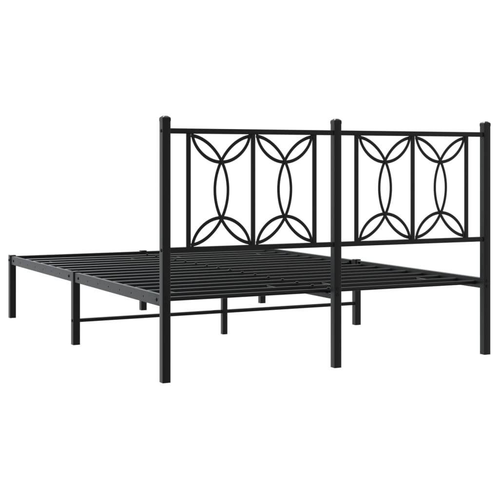 sengeramme med sengegavl 135x190 cm metal sort
