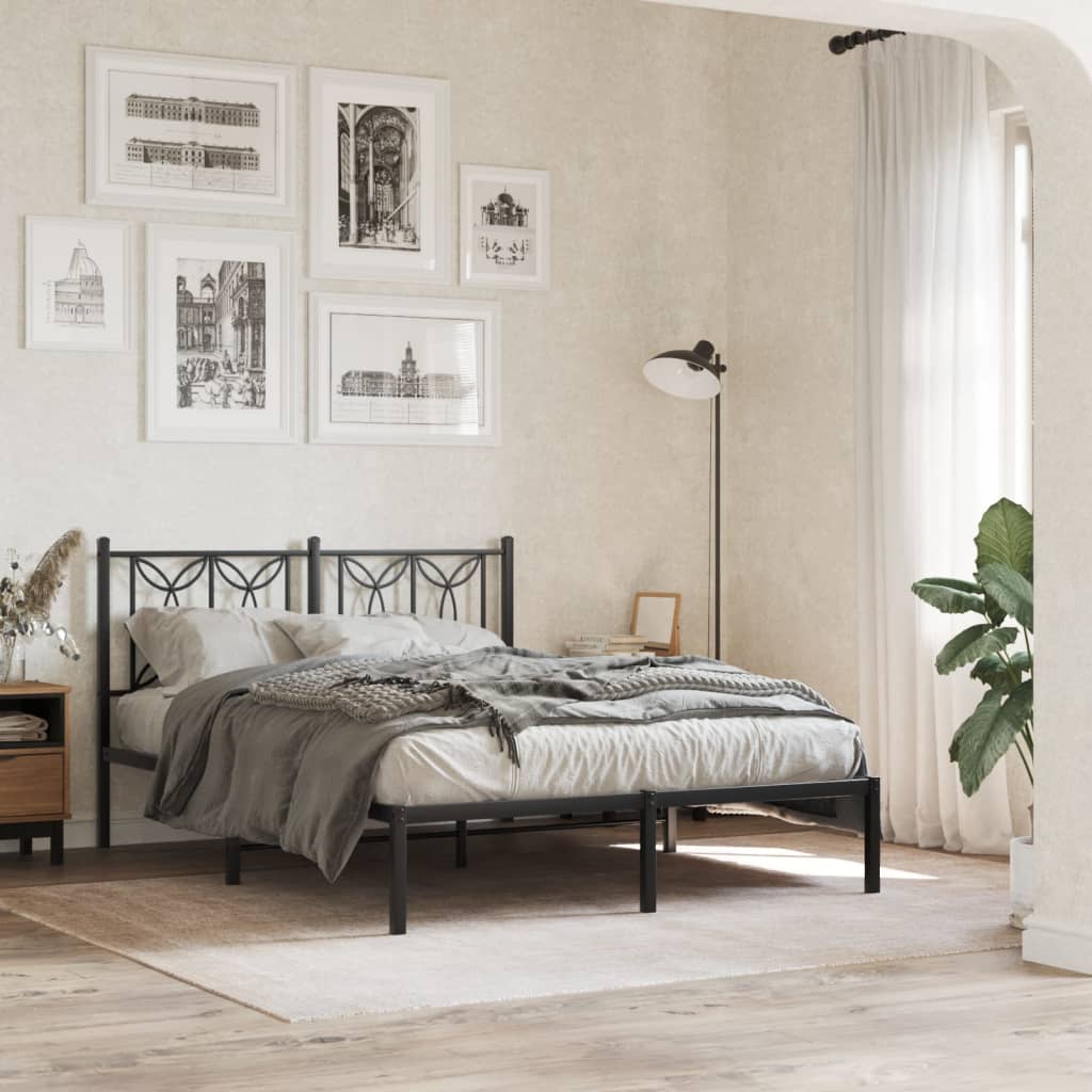 sengeramme med sengegavl 135x190 cm metal sort