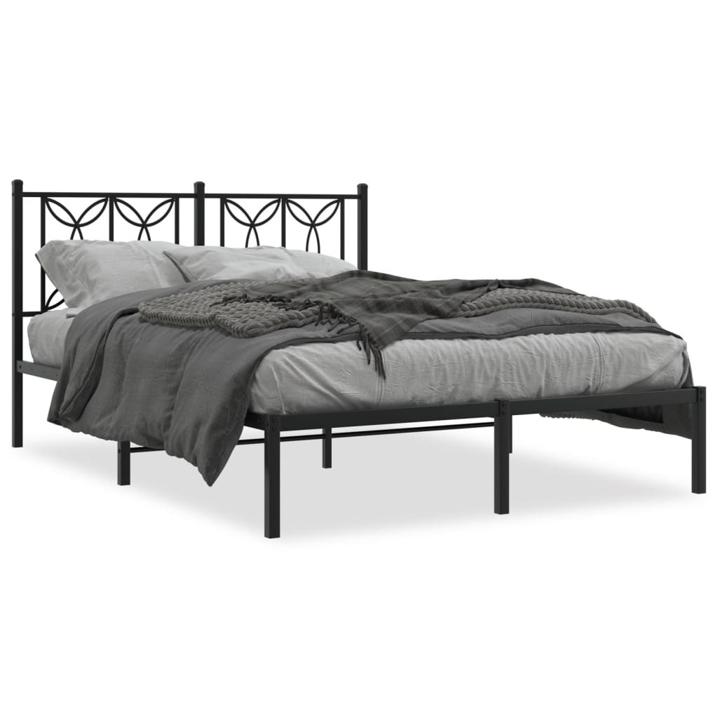 sengeramme med sengegavl 140x190 cm metal sort