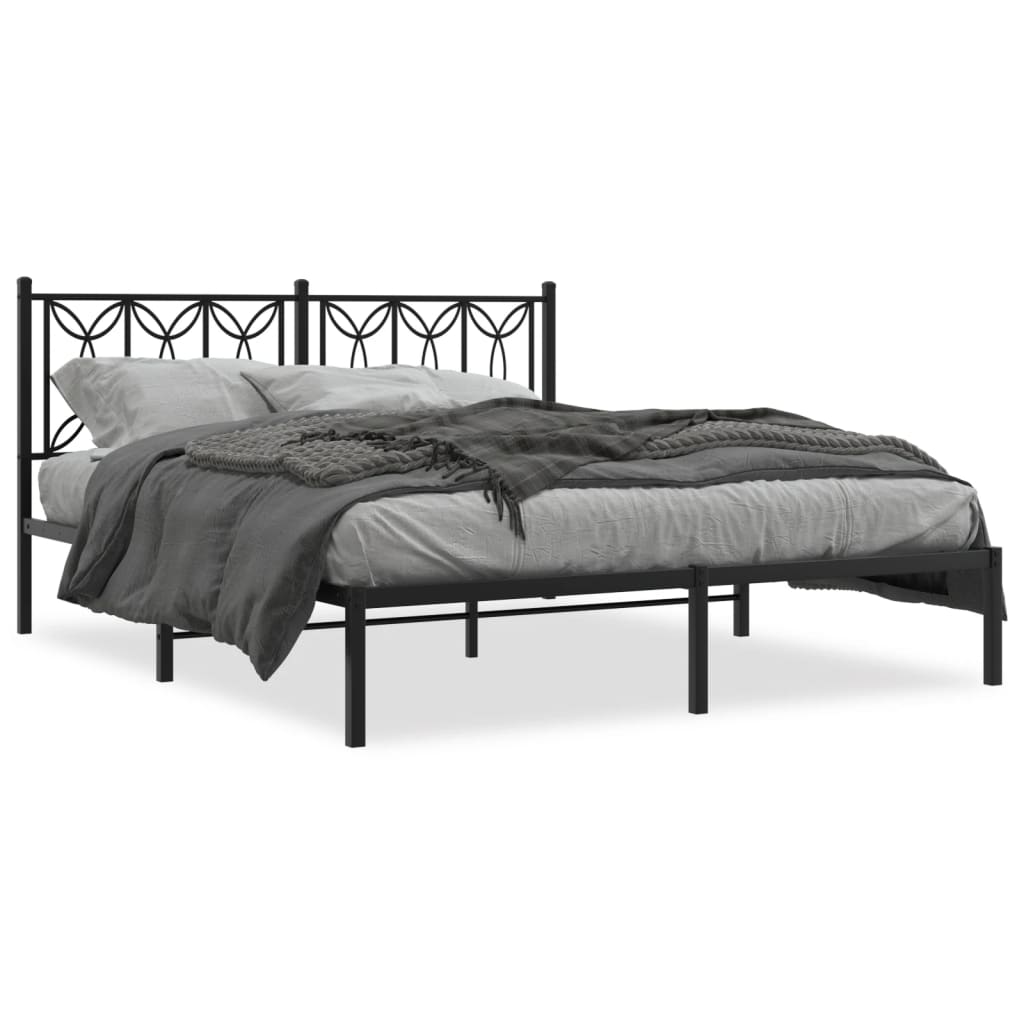 sengeramme med sengegavl 150x200 cm metal sort