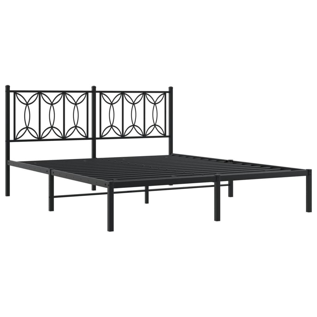 sengeramme med sengegavl 150x200 cm metal sort
