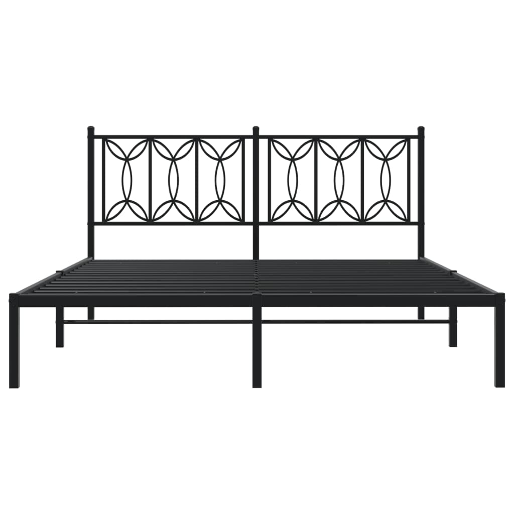 sengeramme med sengegavl 150x200 cm metal sort