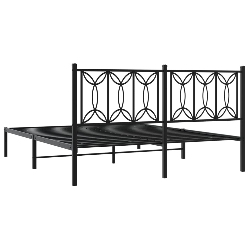 sengeramme med sengegavl 150x200 cm metal sort