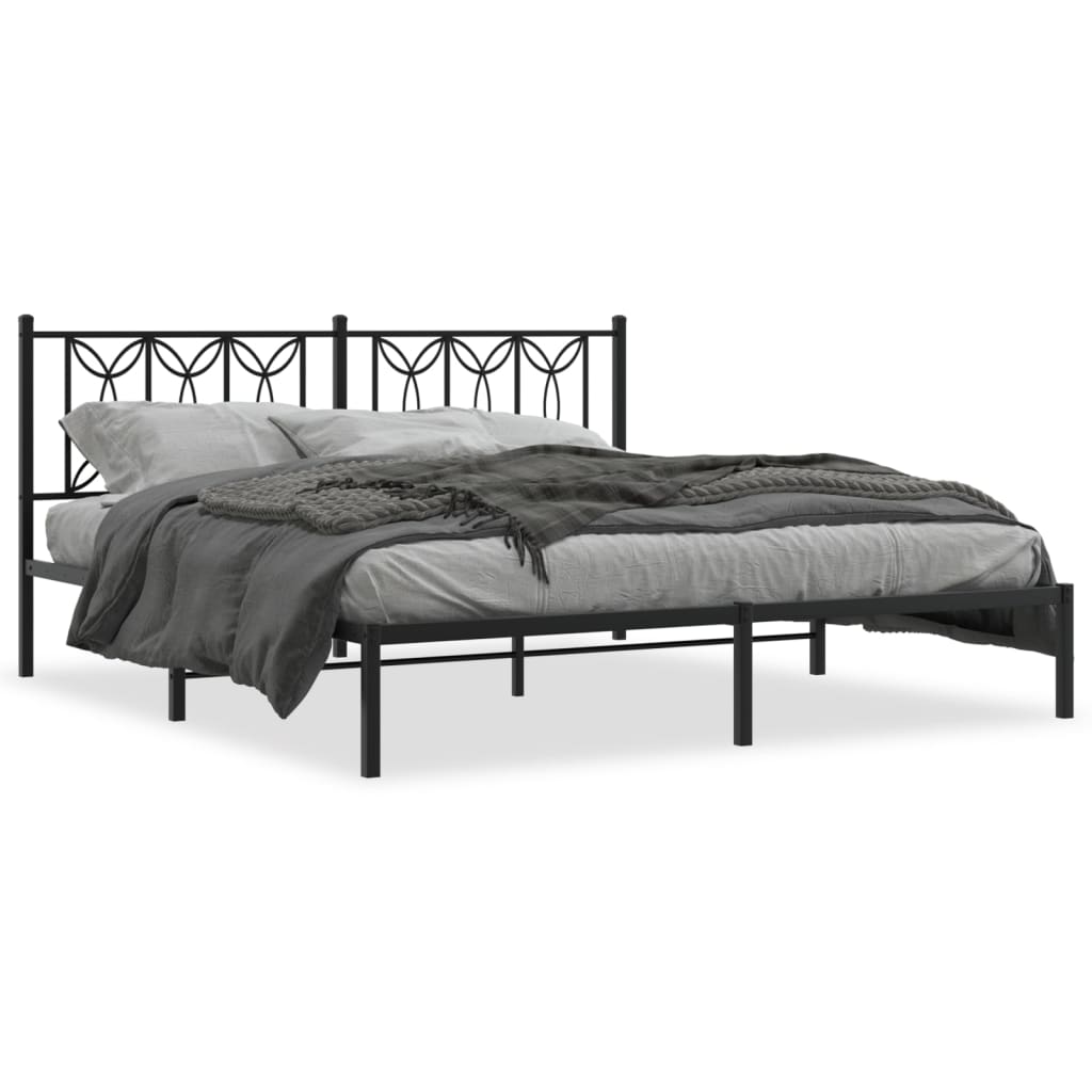sengeramme med sengegavl 183x213 cm metal sort