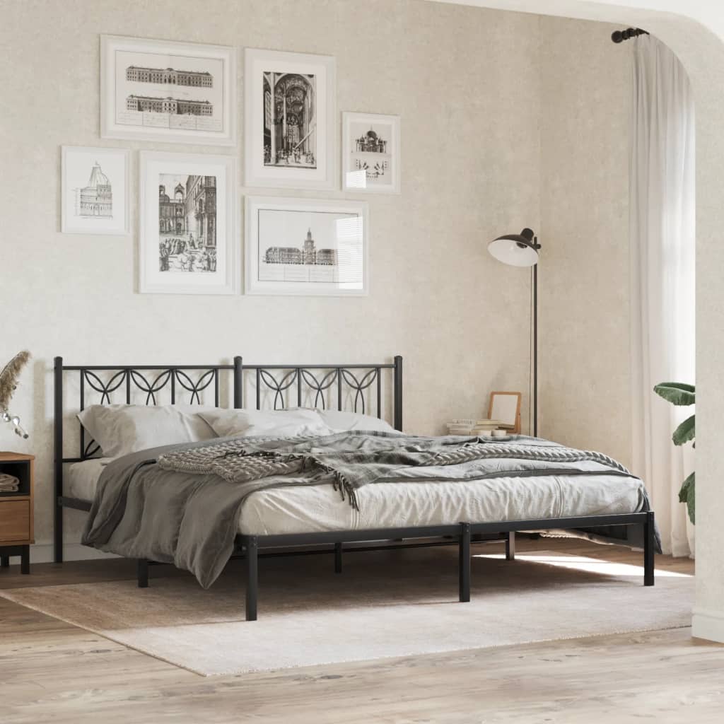 sengeramme med sengegavl 183x213 cm metal sort