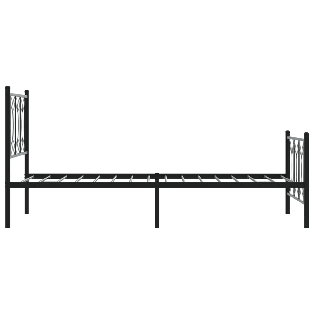 sengeramme med sengegavl og fodgærde 75x190 cm metal sort