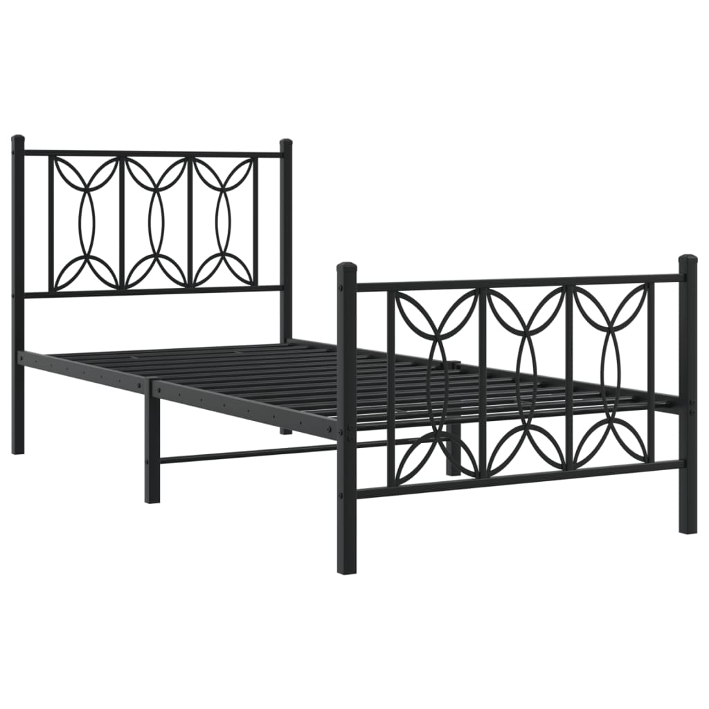 sengeramme med sengegavl og fodgærde 80x200 cm metal sort