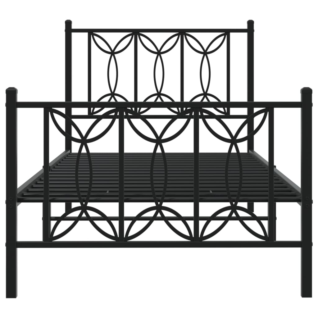 sengeramme med sengegavl og fodgærde 80x200 cm metal sort