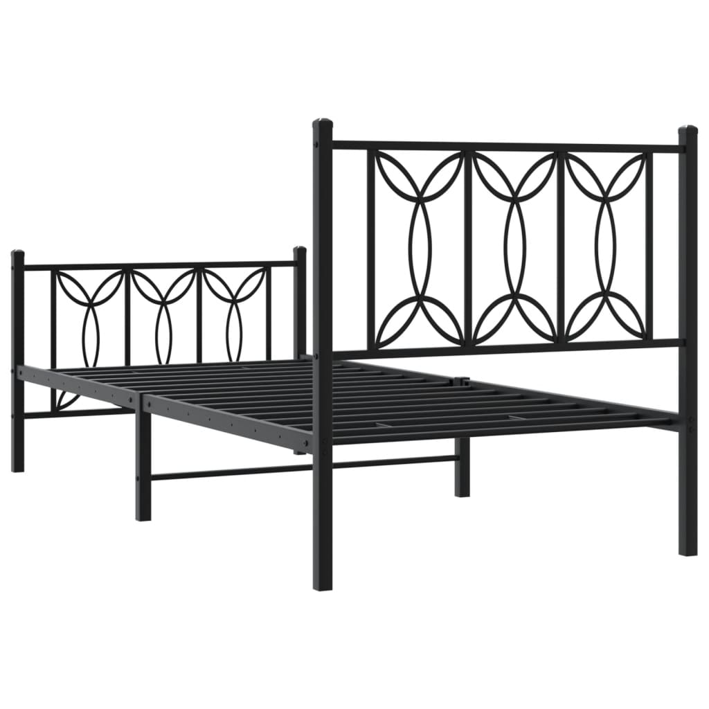 sengeramme med sengegavl og fodgærde 80x200 cm metal sort