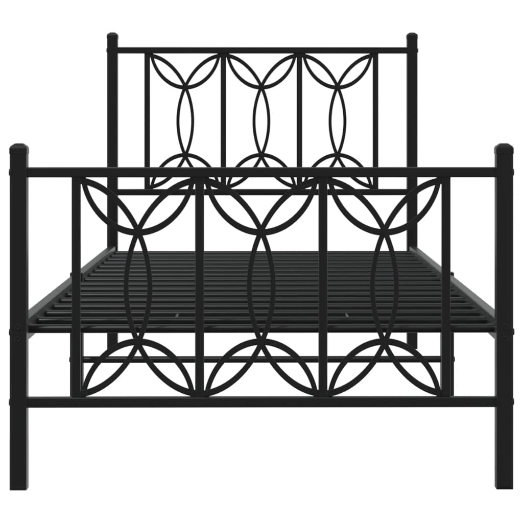 sengeramme med sengegavl og fodgærde 90x200 cm metal sort