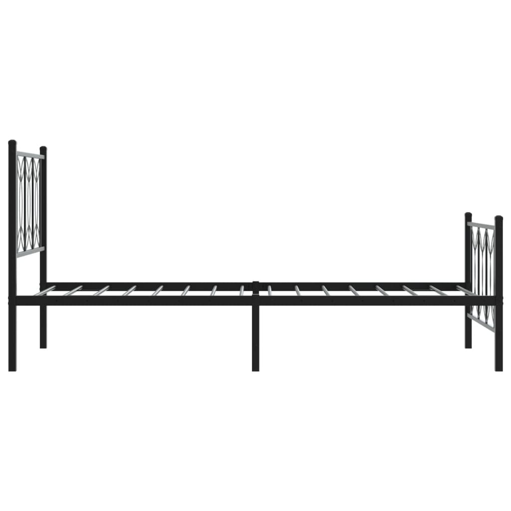 sengeramme med sengegavl og fodgærde 90x200 cm metal sort