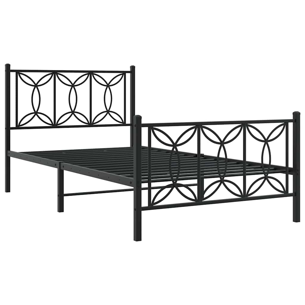 sengeramme med sengegavl og fodgærde 100x200 cm metal sort