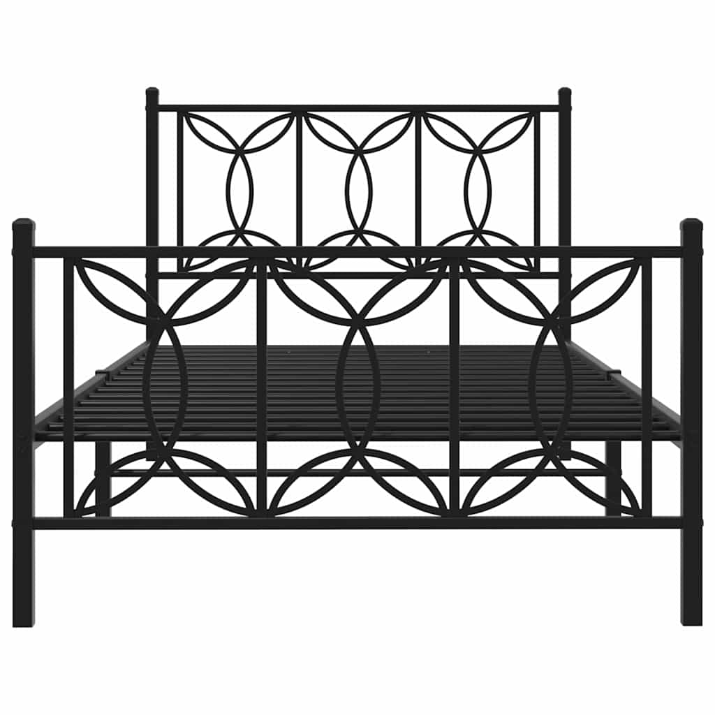 sengeramme med sengegavl og fodgærde 100x200 cm metal sort