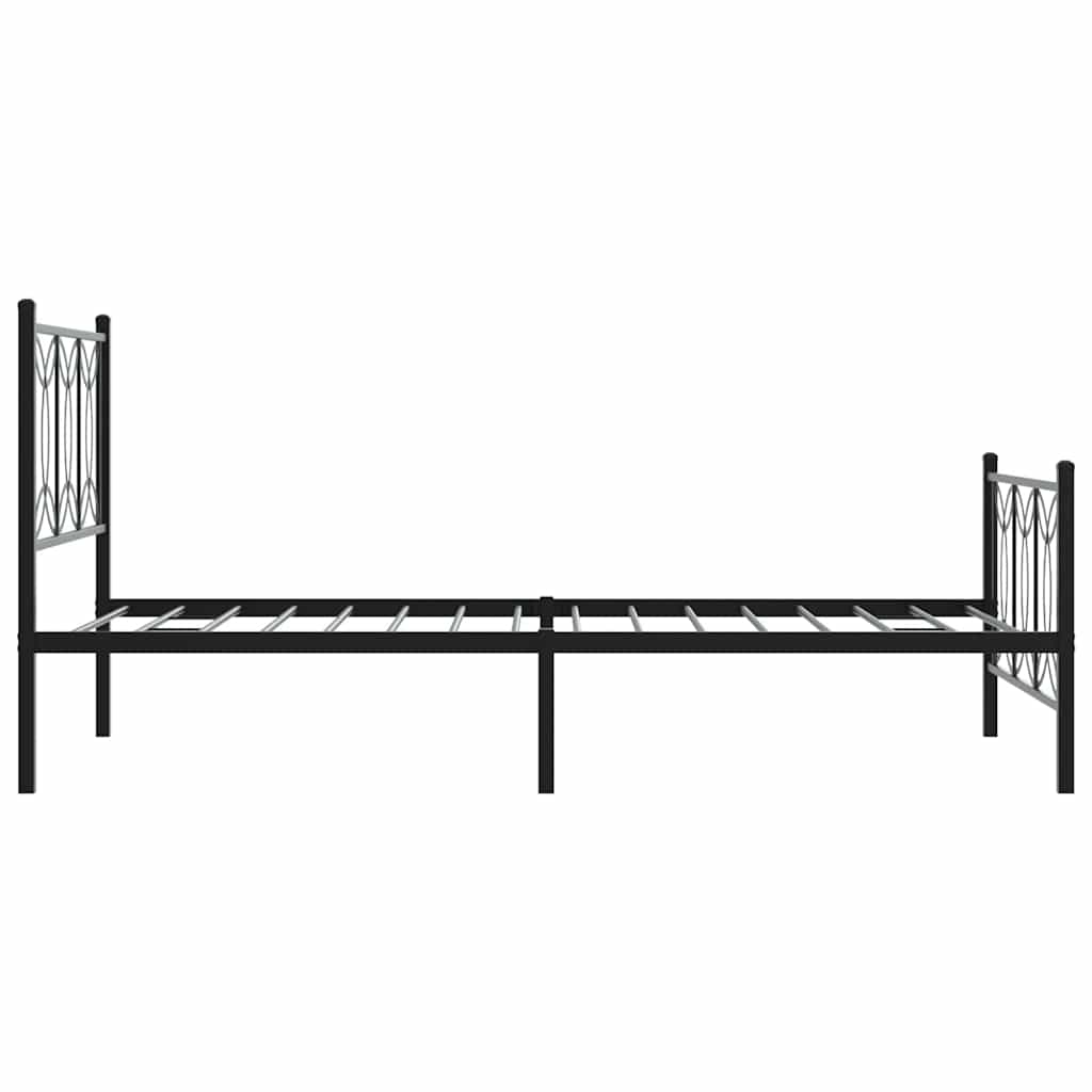 sengeramme med sengegavl og fodgærde 100x200 cm metal sort