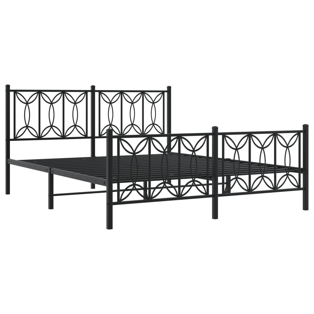 sengeramme med sengegavl og fodgærde 150x200 cm metal sort