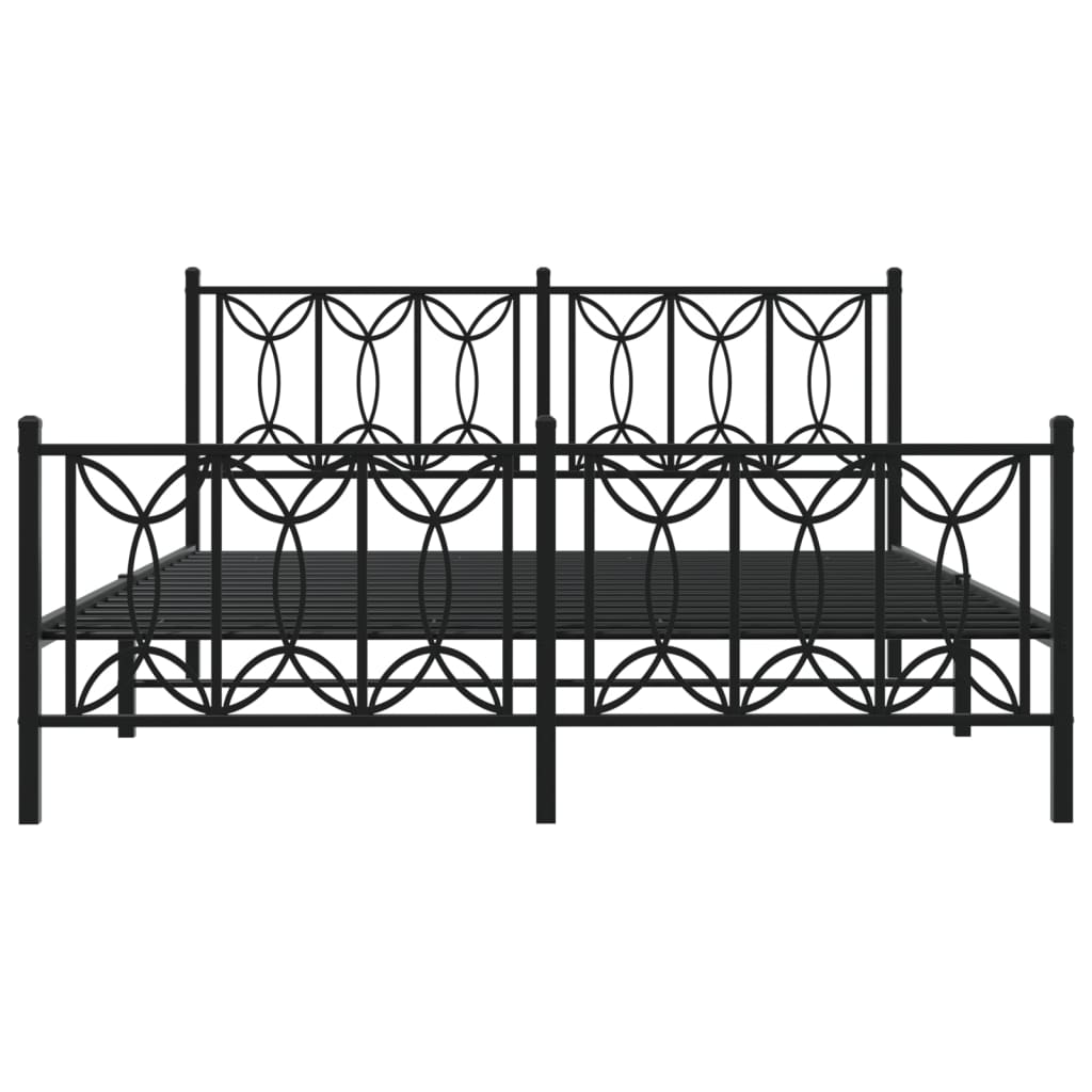 sengeramme med sengegavl og fodgærde 150x200 cm metal sort