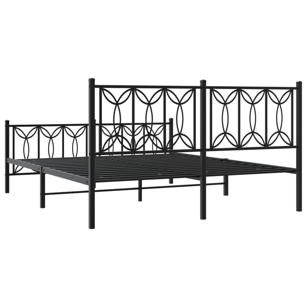 sengeramme med sengegavl og fodgærde 150x200 cm metal sort