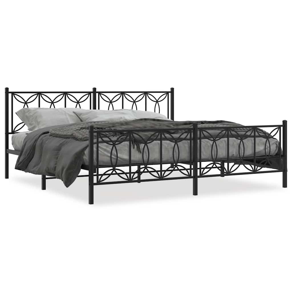 sengeramme med sengegavl og fodgærde 193x203 cm metal sort