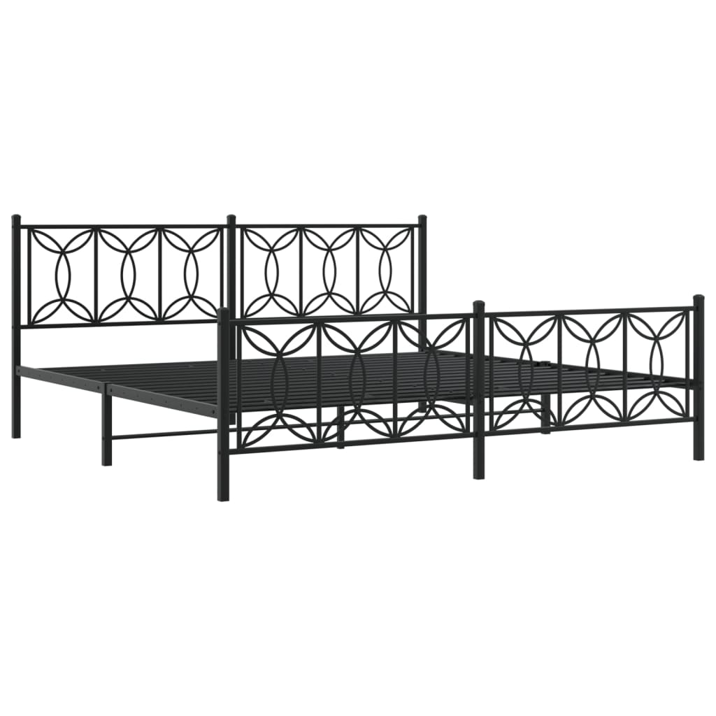 sengeramme med sengegavl og fodgærde 193x203 cm metal sort