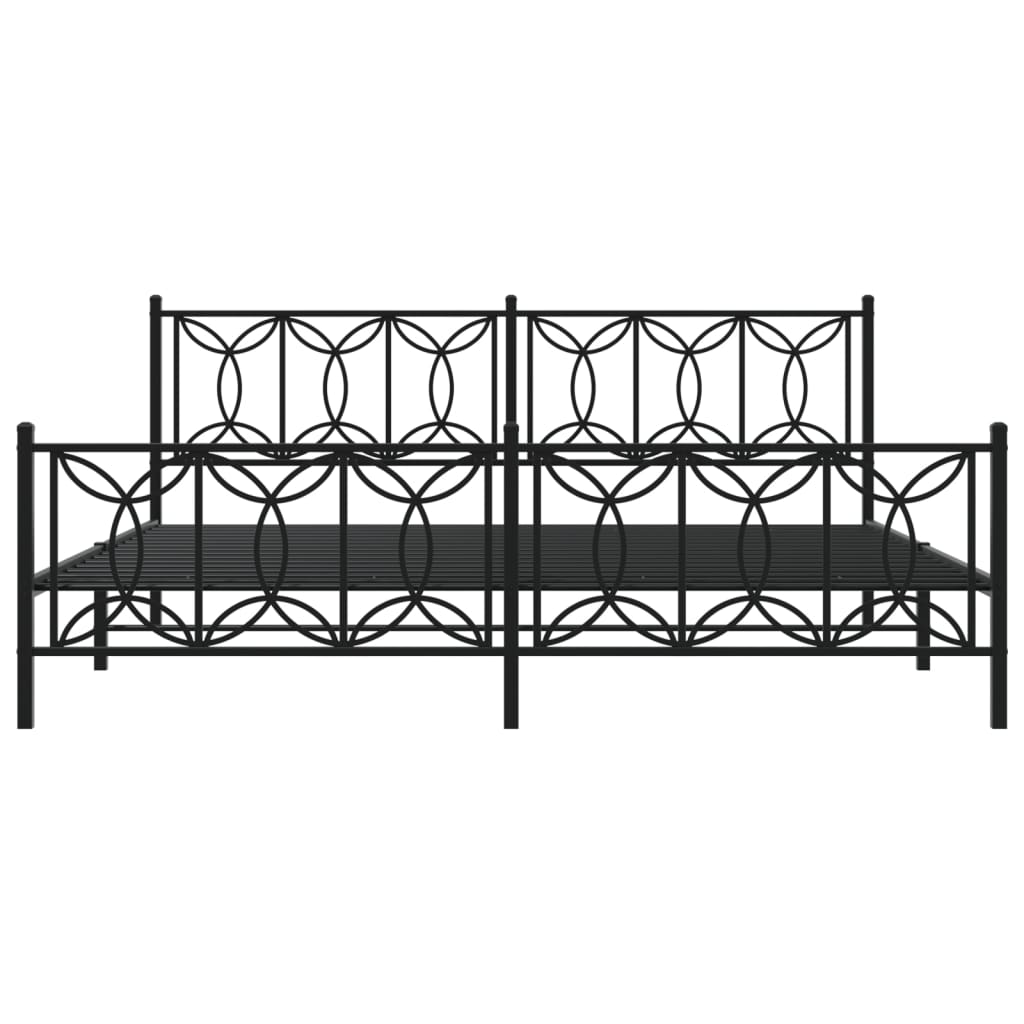 sengeramme med sengegavl og fodgærde 193x203 cm metal sort