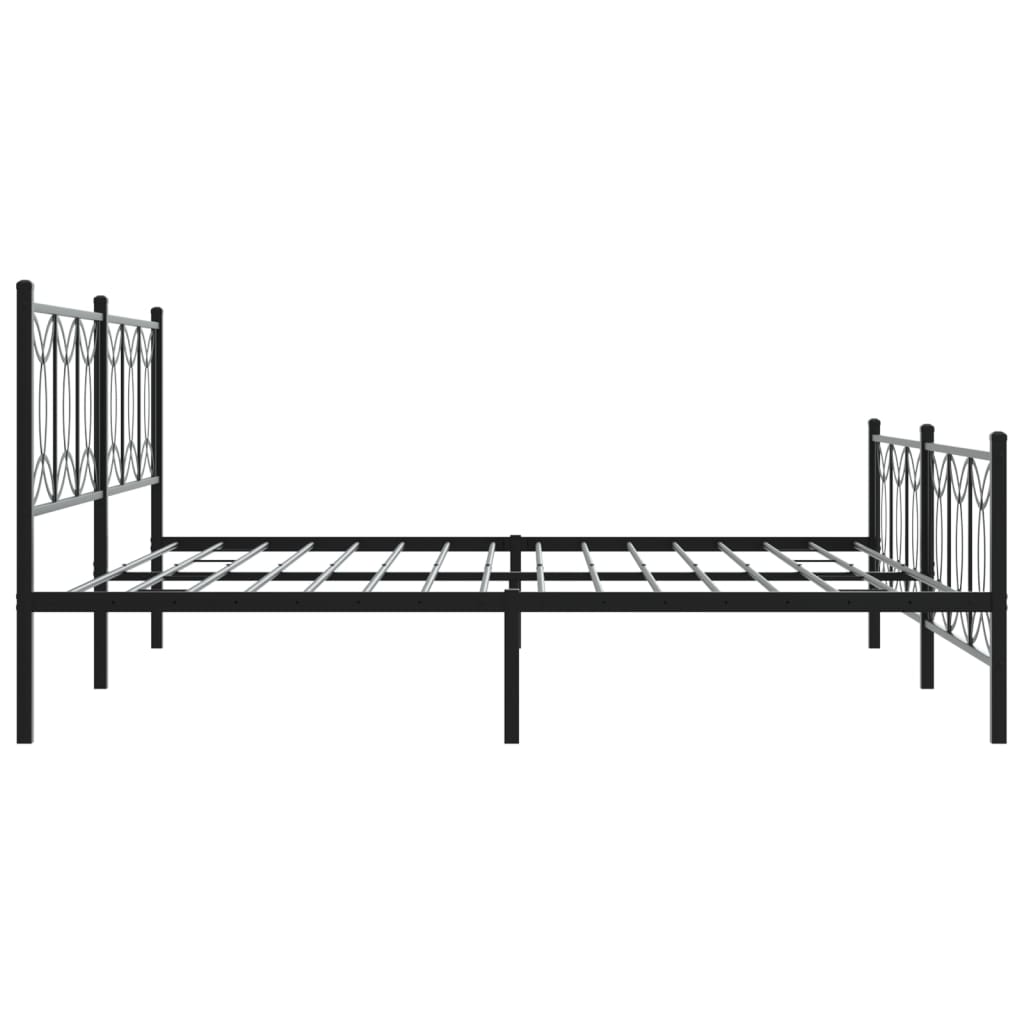 sengeramme med sengegavl og fodgærde 193x203 cm metal sort