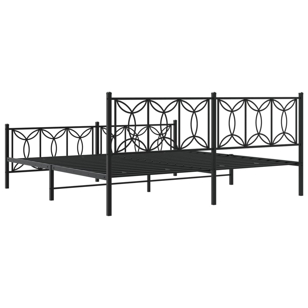 sengeramme med sengegavl og fodgærde 193x203 cm metal sort