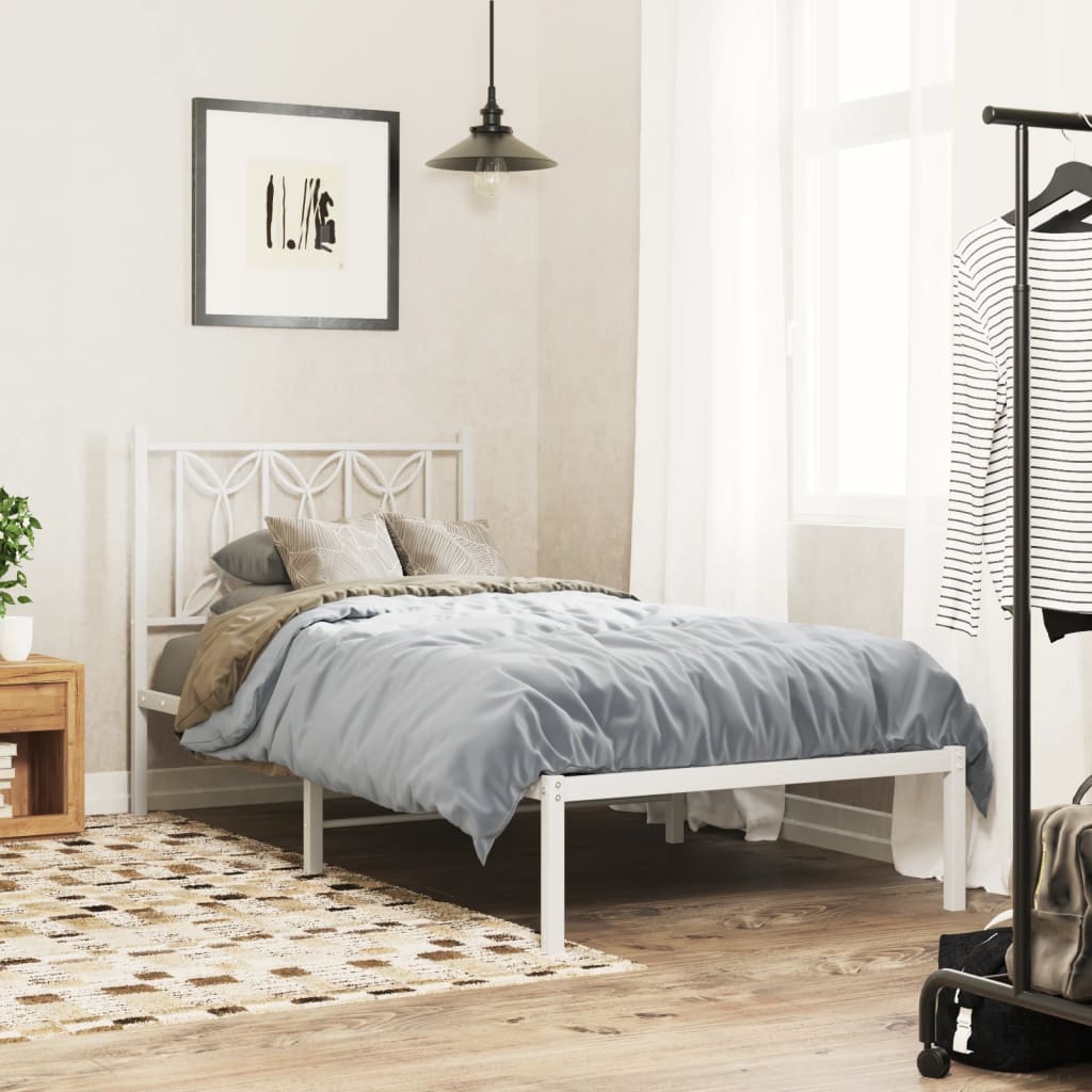 sengeramme med sengegavl 80x200 cm metal hvid