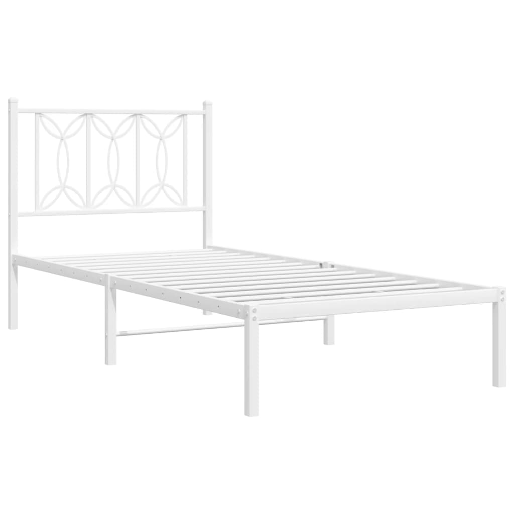 sengeramme med sengegavl 90x200 cm metal hvid