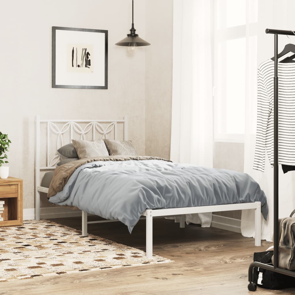 sengeramme med sengegavl 90x200 cm metal hvid