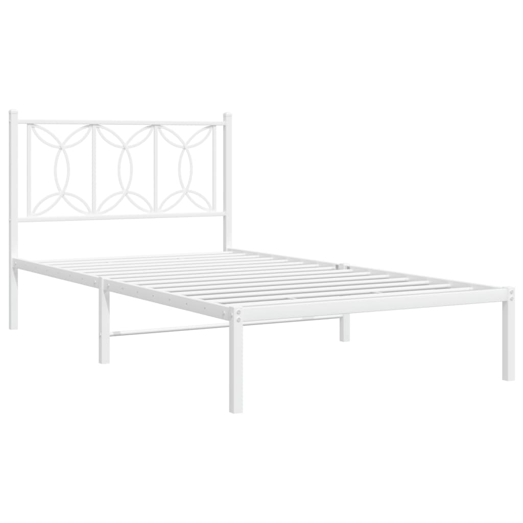 sengeramme med sengegavl 100x190 cm metal hvid