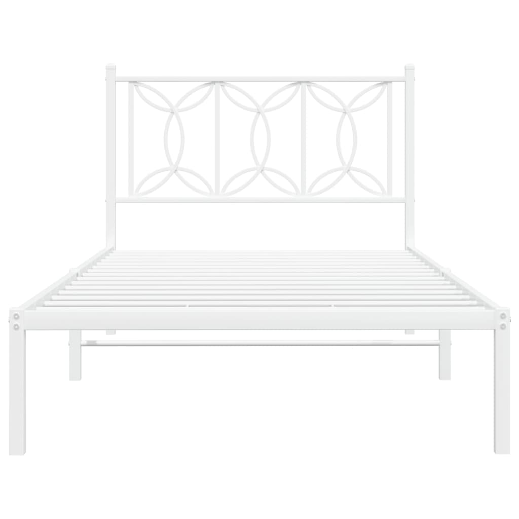 sengeramme med sengegavl 100x190 cm metal hvid