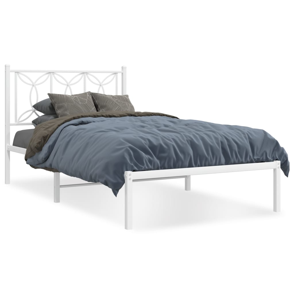 sengeramme med sengegavl 100x200 cm metal hvid