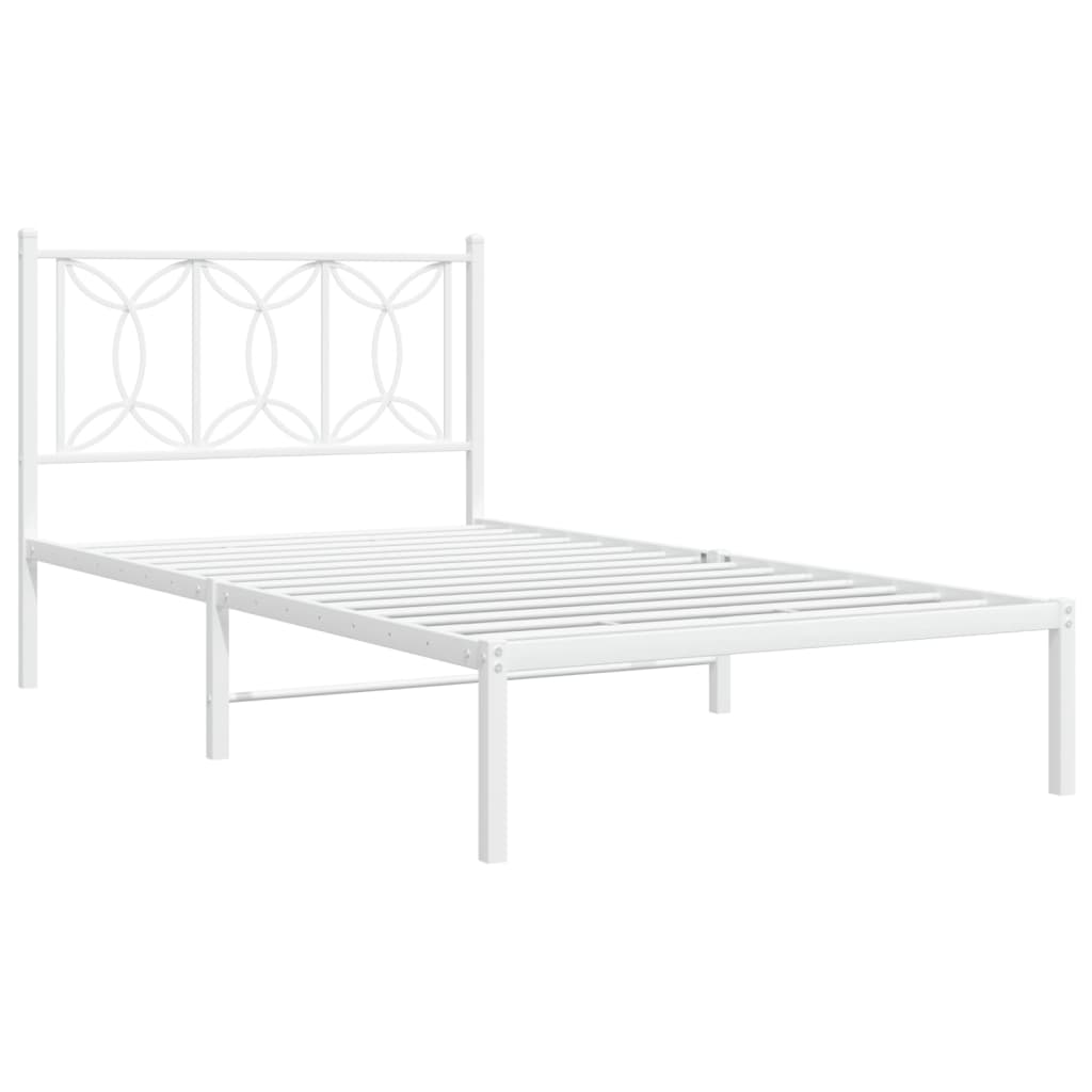 sengeramme med sengegavl 100x200 cm metal hvid