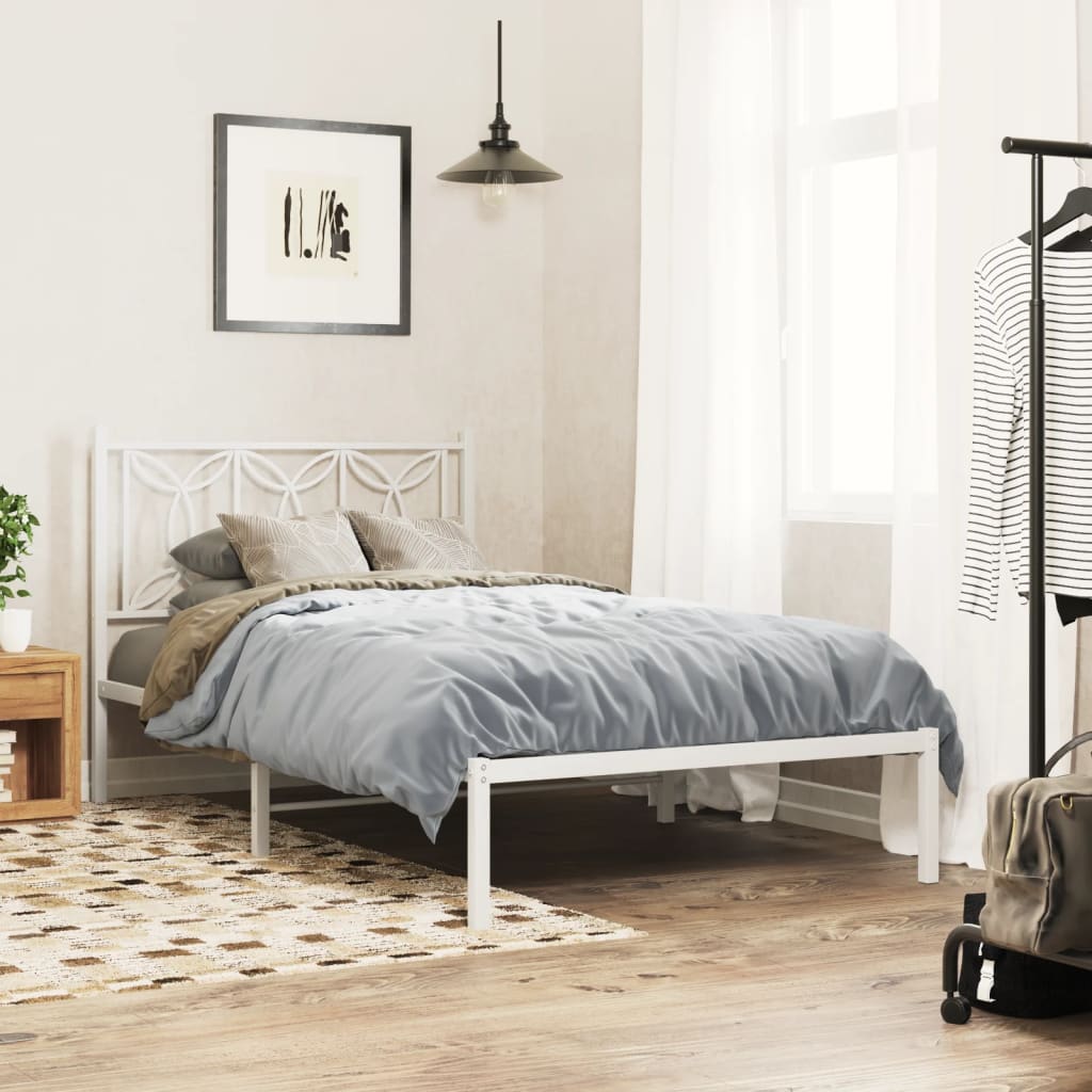 sengeramme med sengegavl 100x200 cm metal hvid