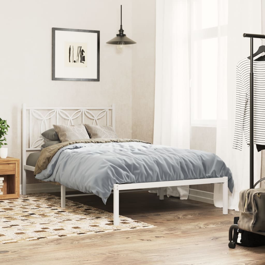 sengeramme med sengegavl 107x203 cm metal hvid