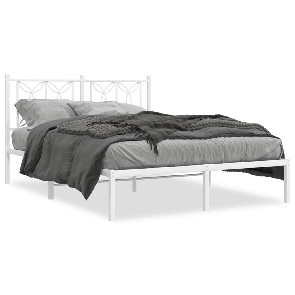 sengeramme med sengegavl 135x190 cm metal hvid