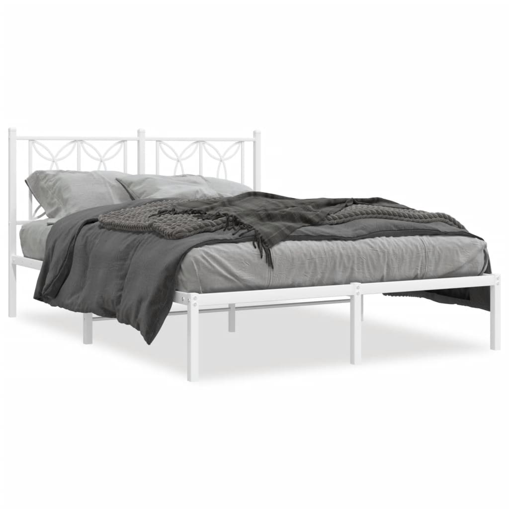 sengeramme med sengegavl 140x190 cm metal hvid