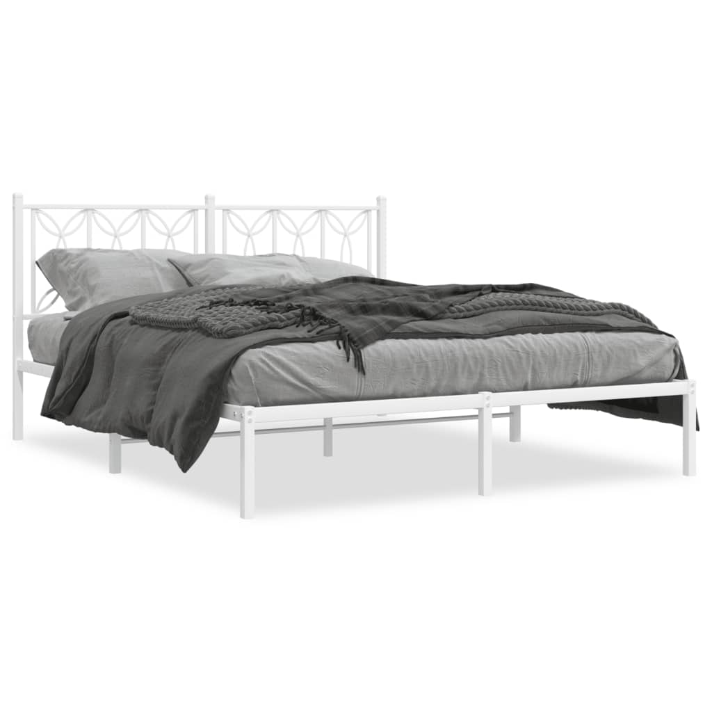 sengeramme med sengegavl 150x200 cm metal hvid