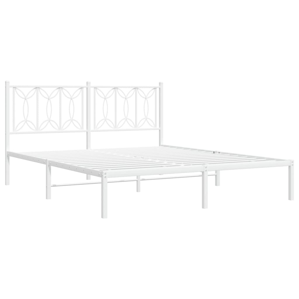 sengeramme med sengegavl 150x200 cm metal hvid