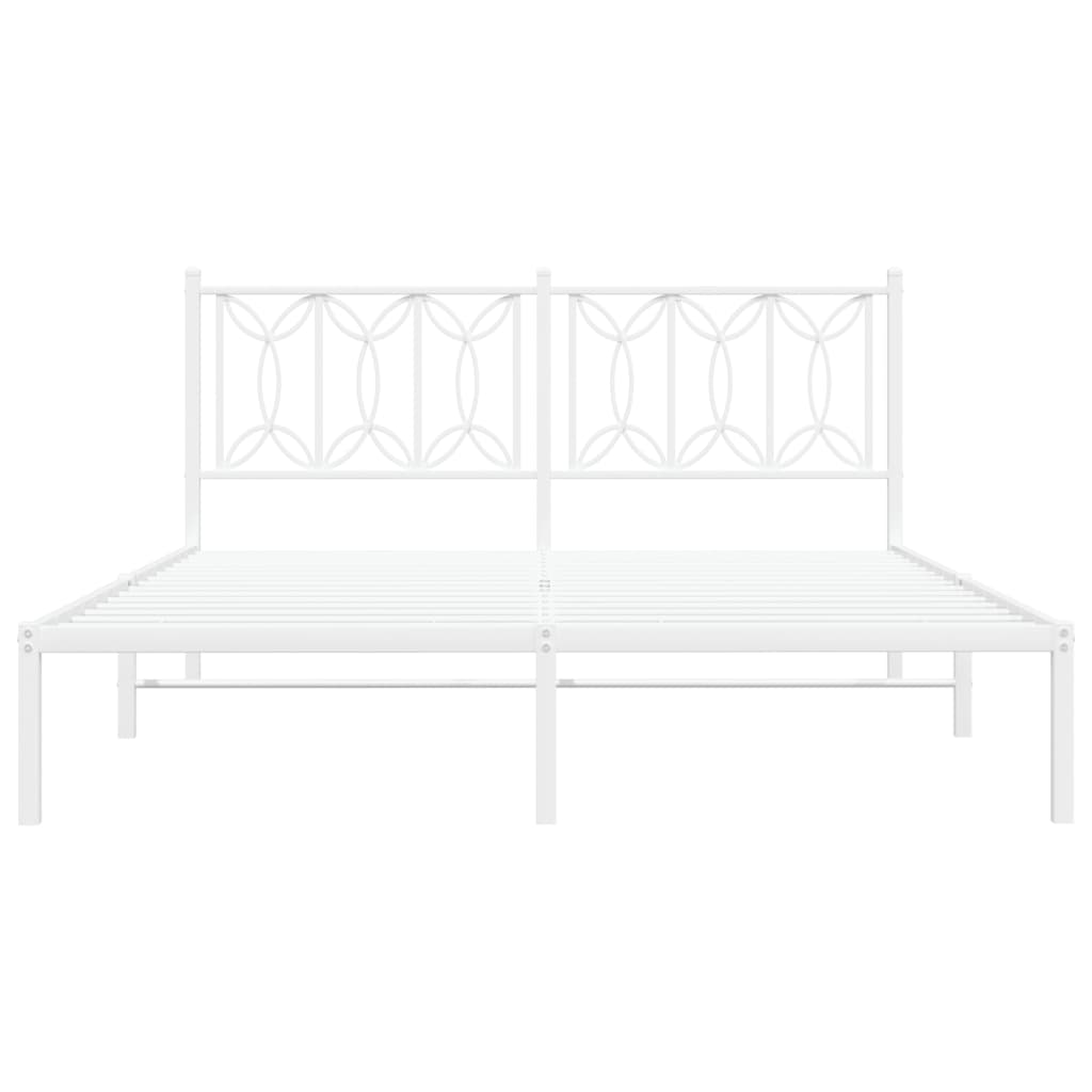 sengeramme med sengegavl 150x200 cm metal hvid