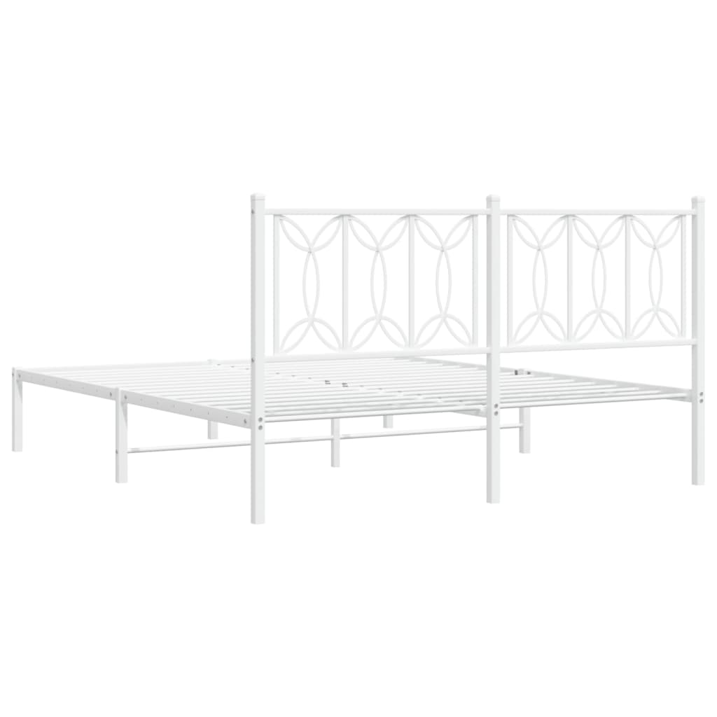 sengeramme med sengegavl 150x200 cm metal hvid