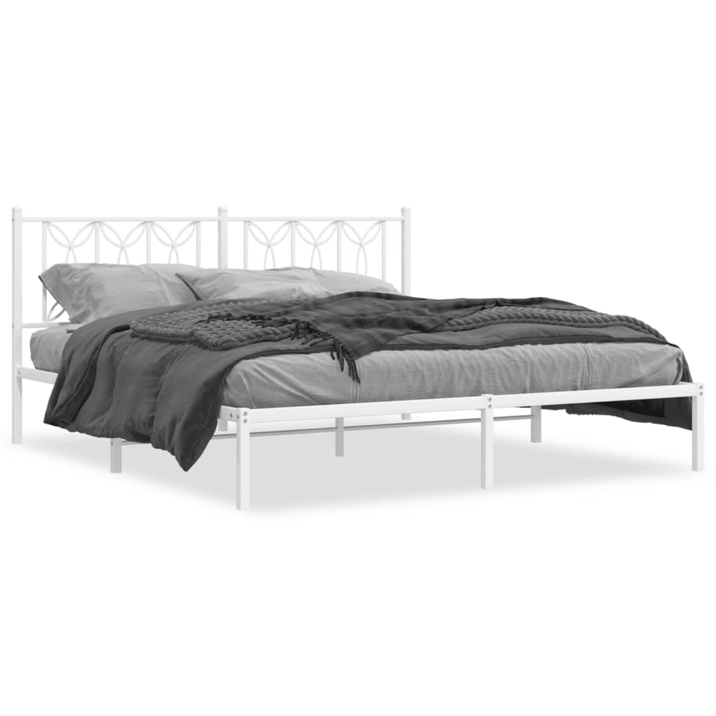 sengeramme med sengegavl 180x200 cm metal hvid