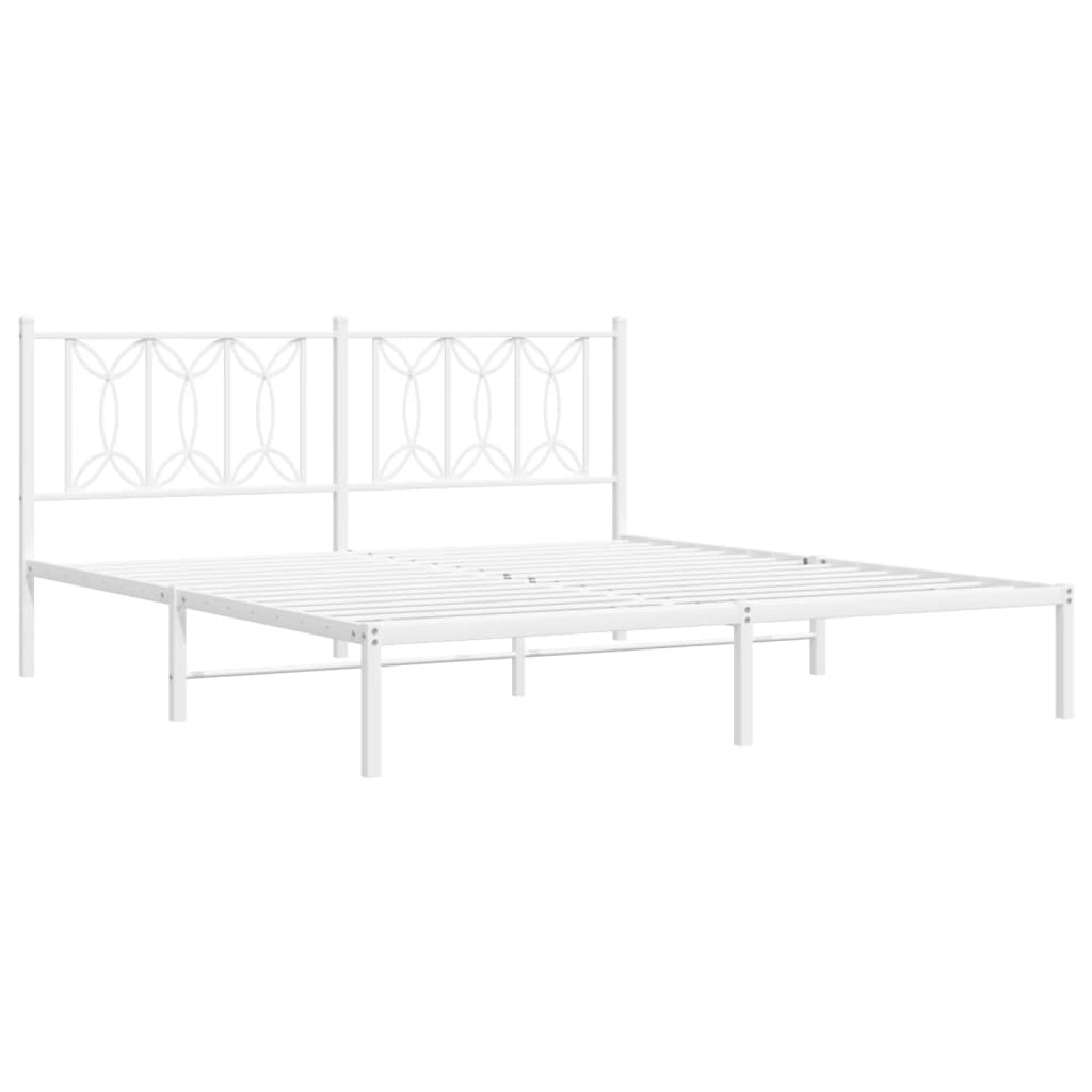 sengeramme med sengegavl 180x200 cm metal hvid